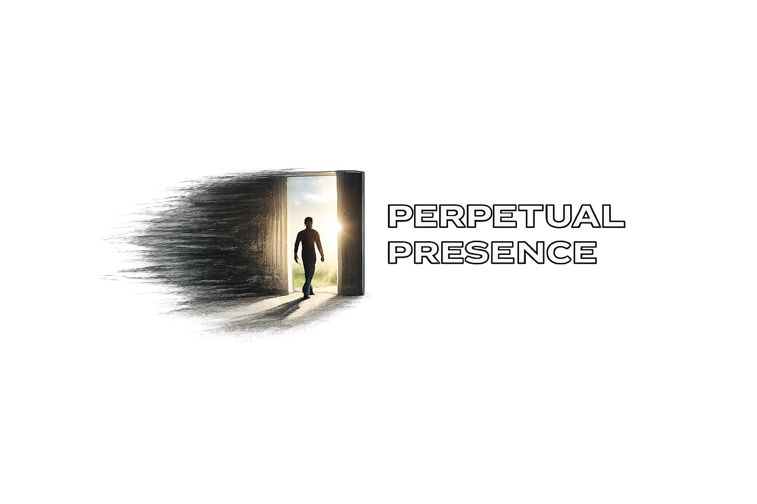 silhouette of a person walking from darkness into light through a doorway representing transition and clarity